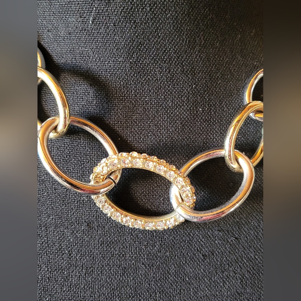Gold and Rhinestone Chain Necklace - Picture 2 of 3